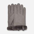 UGG® Shorty Leather Trim Glove for Women in Grey, Size Medium, Shearling