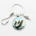 Porte-clés maître de pêche porte-clés hameçon porte-clés breton en verre cadeau pendentif poisson