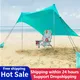 Auvent de plage familial ultraléger bleu 300x280x200cm tente pare-soleil avec sac de sable UPF50