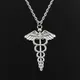 Simple Classic Fashion Caduceus Medicine Symbol Antique Silver Color Pendant Girl Short Long Chain