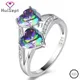 HuiSept Fashion Silver 925 Ring Jewelry Heart-shape Topaz Sapphire Ruby Zircon Gemstones Rings for