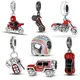 100% 925 Sterling Silver Fashion Red Car Key Charms Pendents Fit Pandora Original Bracelet Fine DIY