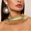 Liffly Übertriebene Afrikanische Halskette Schmuck Set Gold Farbe Metall Große Halsband Halskette