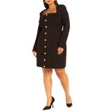 Plus Size Women's Strong Shoulder Mini Dress by ELOQUII in Black Oynx (Size 16)
