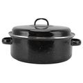 Black Speckled Roasting Pan with Domed Lid, Roasting Pan, Small Enameled Turkey Roaster Pot, Non Stick Pan Great for Roasted Sweet Potatoes Chestnuts Chicken Ham(28cm)