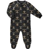 Newborn Black New Orleans Saints Allover Print Raglan Full-Zip Jumper