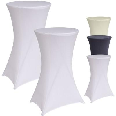 2er Set Stehtischhusse Tischdecke Husse Partytisch Bistrotisch Decke 60cm Weiß Image