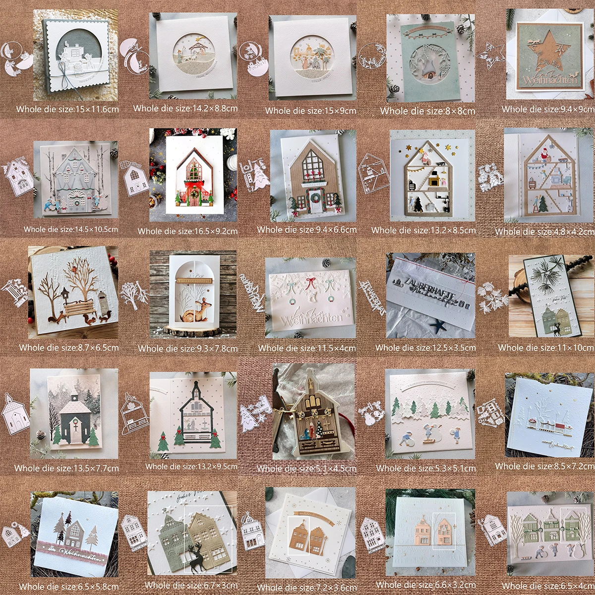 XLDesign Craft Metall-Schablonenform, Stanzformen, Häuser, Bauen, deutsche Buchstaben, Sammelalbum, Stanzungen, Album, Papier, Karte, Basteln, Prägen Image