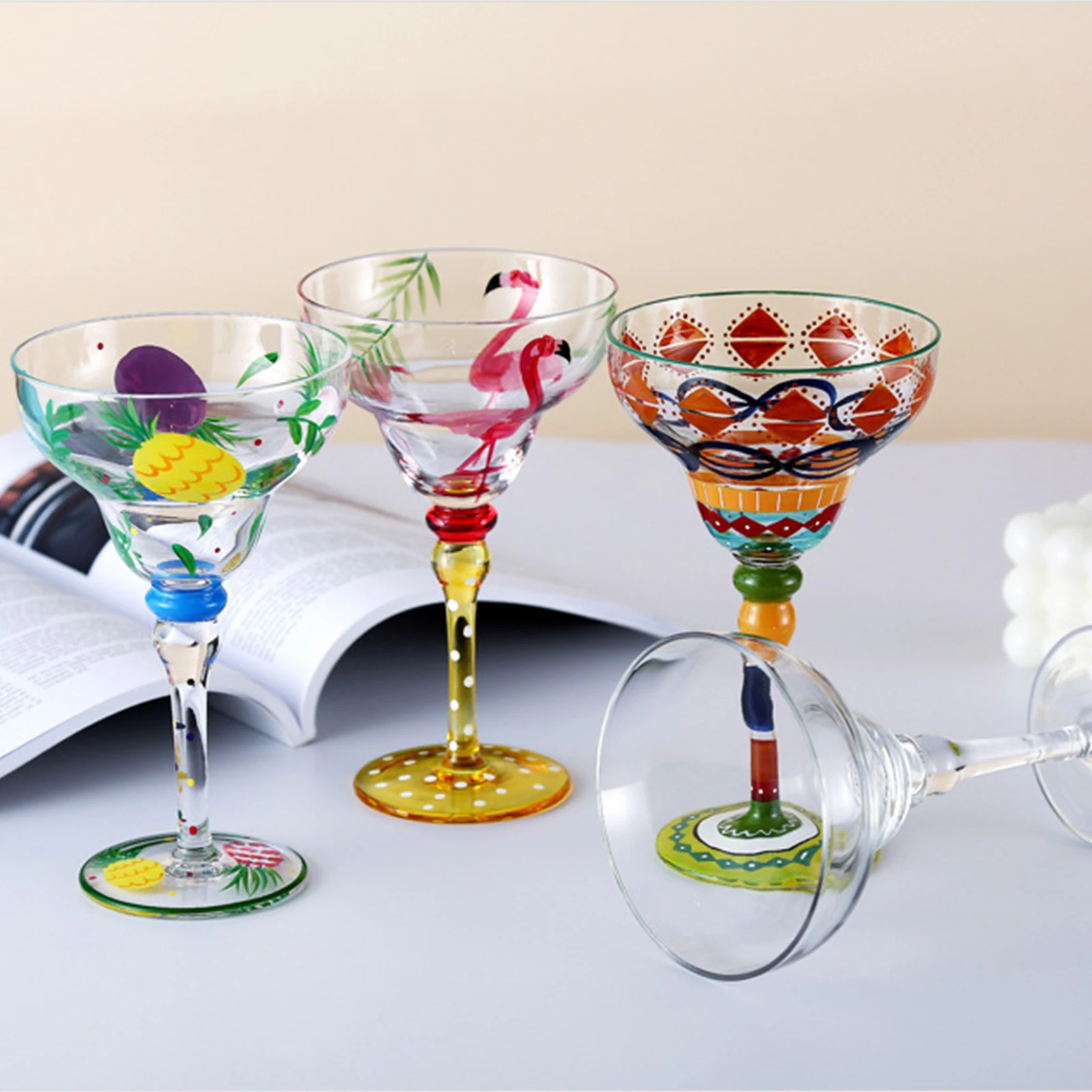 Margarita Cocktailbecher, vielseitig einsetzbare bunte Weingläser für Zuhause, Bar, Hochzeit, Party Image