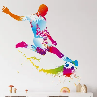 Große schillernde Fußball-Flyer Wand aufkleber, abnehmbares Vinyl, Wohneinrichtung, Wohnzimmer, Schlafzimmer Image