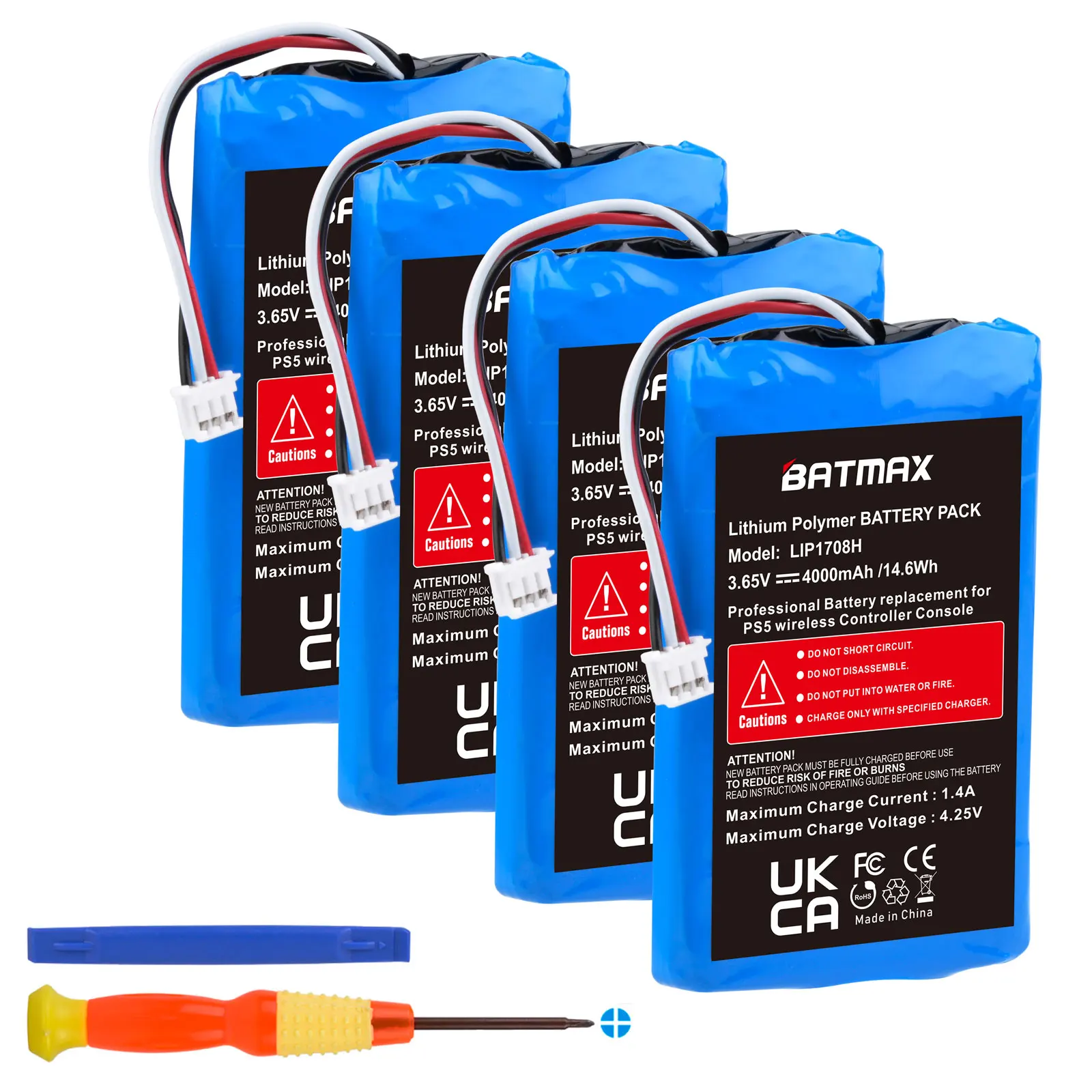 Batmax 4000 mAh wiederaufladbarer Akku für Sony PS5 LIP1708 DualSense Game Controller, höhere Leistung Image