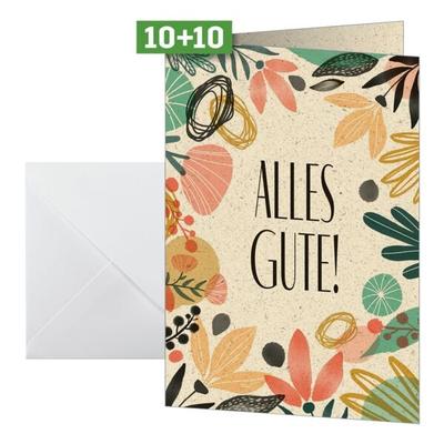 10 Glückwunsch-Karten »Alles Gute«, Sigel, 10.5x14.8 cm