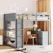 Gray Solid Wood Full Size Loft Bed with Ladder, Shelves, and Desk for Maximized Space, Multi-Functionality, Solid Construction