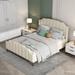 Queen Size Velvet Fabric Upholstered Platform Bed with Headboard and Footboard