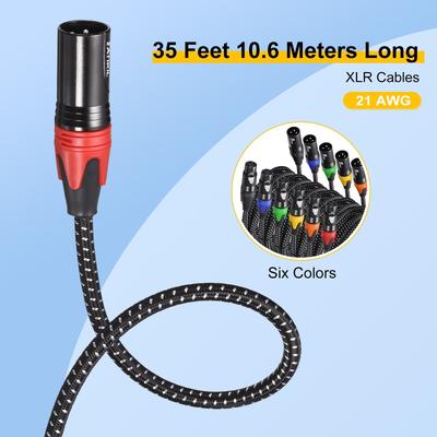 XLR Cables, 21AWG Microphone Cables XLR Speaker Patch Cables Pack of 6