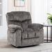 Grey Bonded Leather Swivel Rocker Recliner with 8-Point Massage and Heating, Stainless Steel Frame, and Remote Control