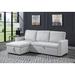 Brown White Fabric Wooden Sleeper Sectional Sofa with Storage, Loveseat with Pull-Out Bed, Reversible, Plastic Legs