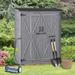 Outdoor Fir Wood Storage Shed with Waterproof Roof & Double Lockable Doors for Backyard, Garden, Grey