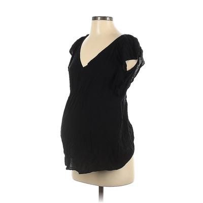 Old Navy - Maternity Short Sleeve Blouse: Black Tops - Women's Size P Maternity