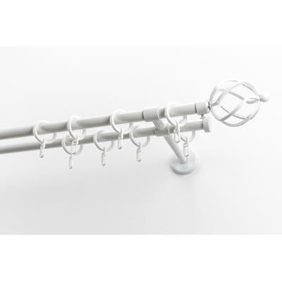 Gardinenstange GARESA "RUSTIKA", weiß, L:390cm Ø:16mm, Metall, Gardinenstangen, rustikale Vorhanggarnitur, verlängerbar, m. Ringe, Endknopf Korb Image