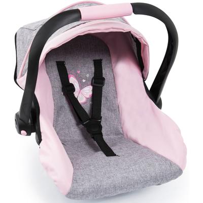 Puppen Autositz BAYER "grau/rosa Schmetterling", rosa (grau, rosa schmetterling), Puppenausstattungen, KinderB:33cm H:42cm T:37cm, Kunststoff, Metall, mit Dach, B:33cm H:42cm T:37cm