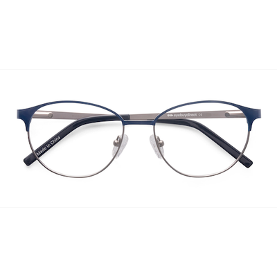 Unisex s horn Navy Silver Metal Prescription eyeglasses - Eyebuydirect s Mamba