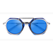 Unisex s geometric Blue Silver Acetate,Metal Prescription sunglasses - Eyebuydirect s Multi