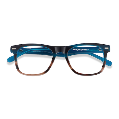 Unisex s rectangle Blue Striped Acetate Prescription eyeglasses - Eyebuydirect s Caster