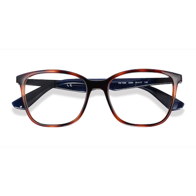Unisex s square Tortoise Blue Plastic Prescription eyeglasses - Eyebuydirect s Ray-Ban RB7066
