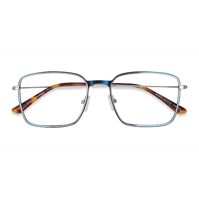 Male s rectangle Blue & Silver Metal Prescription eyeglasses - Eyebuydirect s Align
