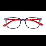 Unisex s rectangle Navy & Red Acetate Prescription eyeglasses - Eyebuydirect s July