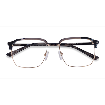 Male s rectangle Gray Striped & Gold Acetate, Metal Prescription eyeglasses - Eyebuydirect s Break