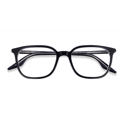Unisex s rectangle Black On Transparent Acetate Prescription eyeglasses - Eyebuydirect s Ray-Ban RB5406