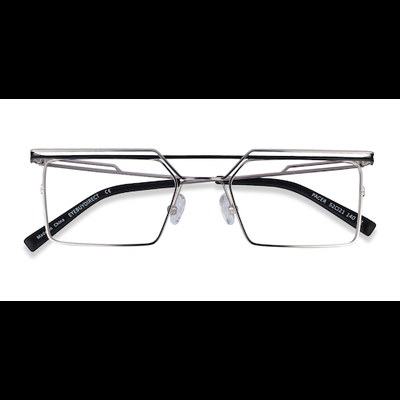 Male s rectangle Silver Black Metal Prescription eyeglasses - Eyebuydirect s Pacer
