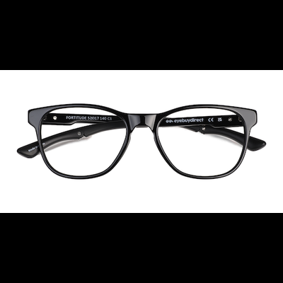 Unisex s oval Solid Black Acetate Prescription eyeglasses - Eyebuydirect s Fortitude