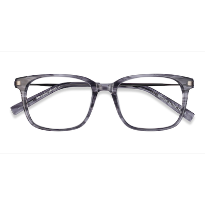 Unisex s rectangle Gray Striped Acetate, Metal Prescription eyeglasses - Eyebuydirect s Motion