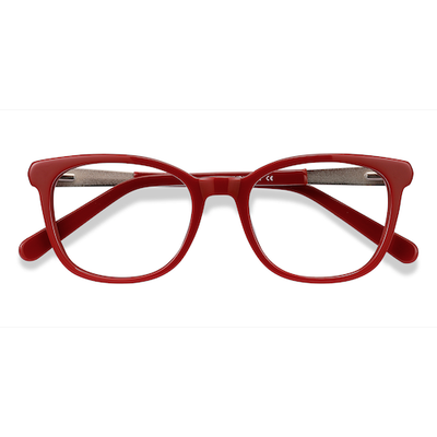 Female s square Burgundy Acetate, Metal Prescription eyeglasses - Eyebuydirect s Kat