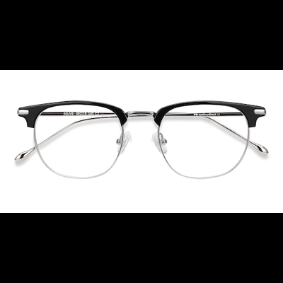 Unisex s browline Black Silver Acetate, Metal Prescription eyeglasses - Eyebuydirect s Relive
