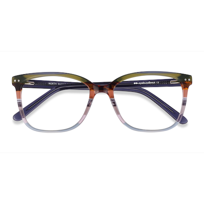 Female s square Green Striped Acetate Prescription eyeglasses - Eyebuydirect s North