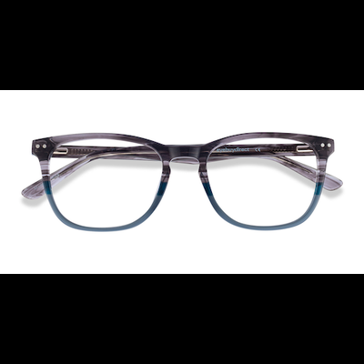 Unisex s rectangle Gray Striped Acetate Prescription eyeglasses - Eyebuydirect s Gato