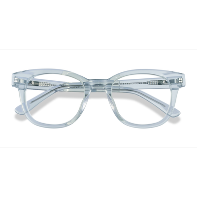 Unisex s square Clear Blue Acetate Prescription eyeglasses - Eyebuydirect s Lighthouse