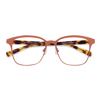 Unisex s square Coral & Tortoise Acetate, Metal Prescription eyeglasses - Eyebuydirect s Intense