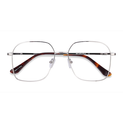Unisex s square Silver Metal Prescription eyeglasses - Eyebuydirect s Roman