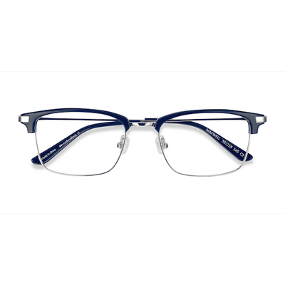 Unisex s browline Navy Acetate, Metal Prescription eyeglasses - Eyebuydirect s Maxwell