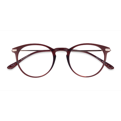 Female s round Clear Red & Rose Gold Plastic, Metal Prescription eyeglasses - Eyebuydirect s Particle