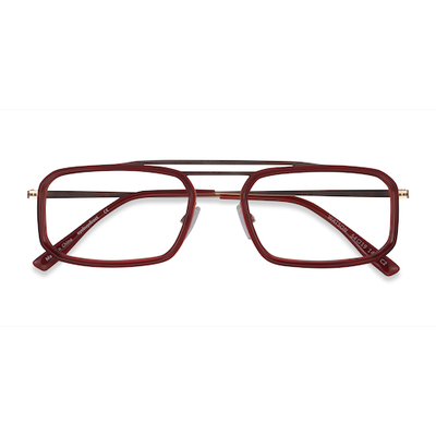 Male s rectangle Clear Red Gold Acetate,Metal Prescription eyeglasses - Eyebuydirect s Watson