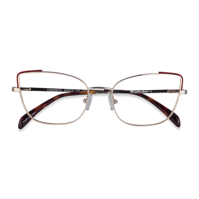 Female s horn Light Gold Burgundy Metal Prescription eyeglasses - Eyebuydirect s Exquisite