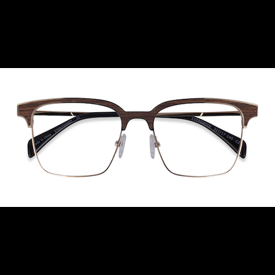 Unisex s browline Gold & Wood Eco Friendly,Wood Texture,Metal Prescription eyeglasses - Eyebuydirect s Evergreen
