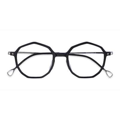 Unisex s geometric Black Silver Acetate,Metal Prescription eyeglasses - Eyebuydirect s Carmelo