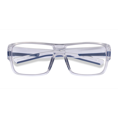 Unisex s rectangle Clear Blue Plastic Prescription eyeglasses - Eyebuydirect s Flash